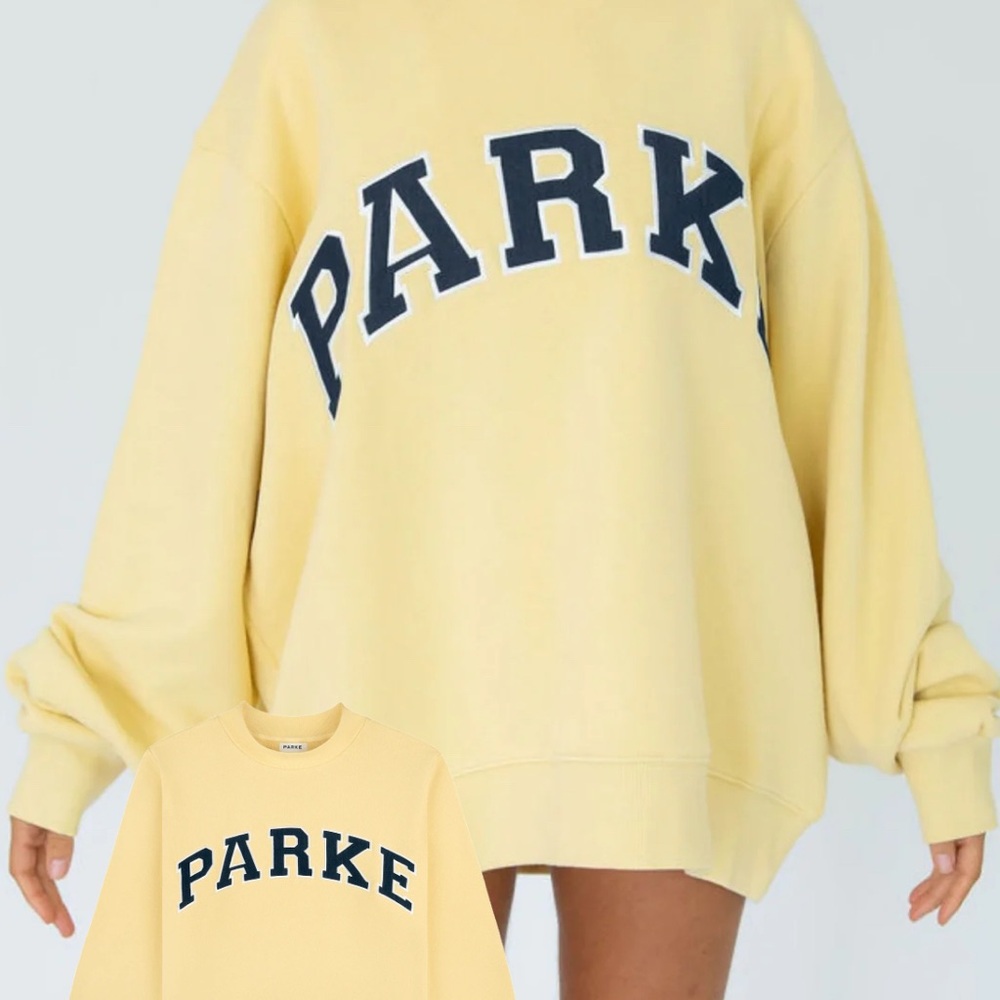 Parke Yellow Mockneck Oversized Sweatshirt with Bold Lettering